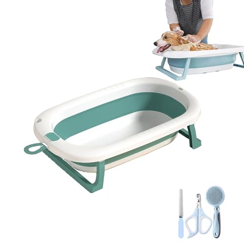 ペット お風呂 バスタブ, 犬 お風呂, スタンド付き風呂桶 大容量 ペットシャワーバス ペットケア付き3点セット 猫・犬用折りたたみ式 脱出防止機能付き 持ち運び便利 ・旅行用 小型犬・猫用入浴バケツ キッチン アウトドア 屋内外対応 多機能 ペット用品