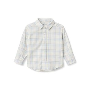 Amazon Essentials x Sofia Grainge Baby Jungen Flanellhemd mit Knopfleiste und Karomuster, Elfenbein Blau Hell Einfaches Plaid, 18 Monate