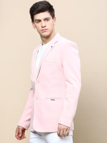 Image of SHOWOFFFF Men Solid Single Breasted Party Blazer | Notched Lapel Full Sleeves Cotton Blazer's for Mens | Slim Fit Regular Length Blazers for Men's