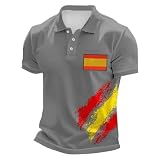 Maillot de Foot Espagne Coupe du Monde 2026 Polo Homme Maillot L'équipe de Foot Été Manches Courtes Respirant T-Shirt Sport Vêtements de Football Supporter Cadeau de Fans (01-1-Grey, M)