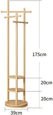 KungFuWood Coat Stand Freestanding, Rotary Wood Clothes Rack with 3 Storage Shelves, Sturdy and Easy Assembly Coat Rack for Entryway, Hallway, Bedroom and Office(wood colour)