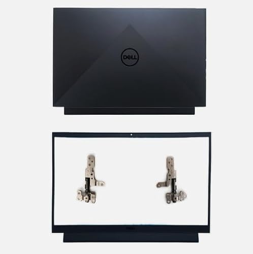Black Top Case Rear Lid Back Cover & Front Bezel Frame Trim & Screen Hinges Hinge Pair Sets Compatible with Dell Gaming G15 5510 5511 5515 G15-5510 G15-5511 Laptop