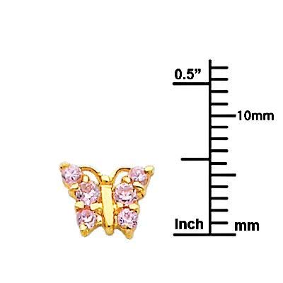 Wellingsale 14K Yellow Gold Polished Butterfly Stud Earrings With Screw Back3