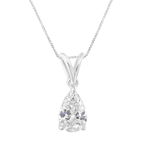 Haus of Brilliance IGI certified 10K White Gold 1/2 cttw Diamond Pear Pendant Necklace (I-J, I1)