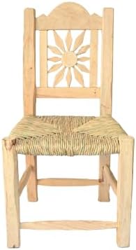 Miniatura 2 de Set of 2 Chair Mexican of Handmade Wood Woven with Natural Palm or Tule Sol Fiber, Artisan from Jalisco ideal restaurant, home, bar, hotel, garden,