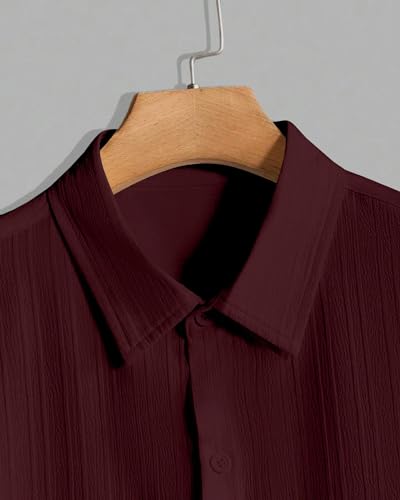 Image of Paralians Men's Regular Fit Solid Pattern Polyester Shirt with Half Sleeve Collar Neck Satandard Length and Button Down Closure Type
