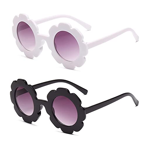 ORTUH 2 pares de gafas de sol para niños, marco de protección flexible UV400 para niñas, marco flexible para niños pequeños, niñas, niños de 0 a 8 años