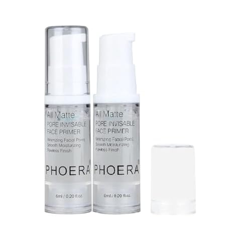 2 Pack PHOERA Face Primer,Magical Perfecting Base Face Mattifying Primer Anti-Aging WrinklesShrink Pore Remove Fine Lines Exfoliating Anti-Oxidation.(6Ml) Cover