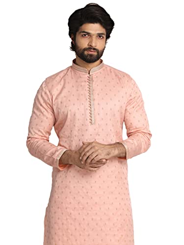 Image of Manyavar Men's Hand Embroidered Kurta Set (2pcs) with Minimalist Motifs
