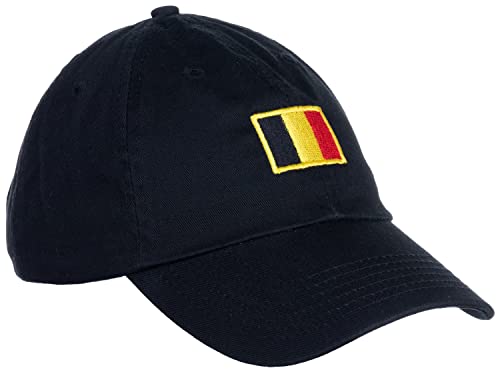 Ann Arbor T-Shirt Co. Belgian Flag Hat - Country of Belgium Pride, Belgique Low Profile Baseball Dad Hat for Men Women - (Black)