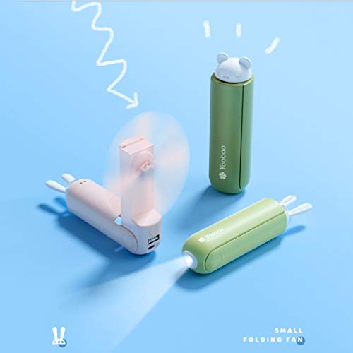 Éventail électrique portable USB pliable compact bicolore rose vert