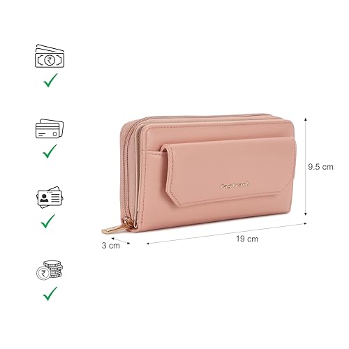 Image of Fastrack Women Compact Clutch | Stylish Clutch Purse with Semi PU Belt | Lightweight, Durable & Trendy Wallet for Girls & Ladies | Perfect for Casual & Party Use