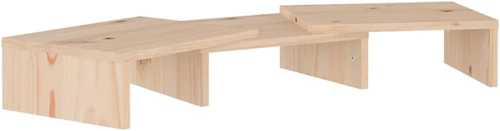 vidaXL Solid Pinewood Monitor Stand - Adjustable, Rotatable, Untreated Wood, Easy Assembly, Strain-Reducing Monitor Riser Desk Accessory - Measures 23.6"x9.4"x4.1"