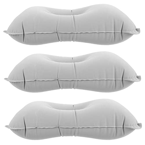 VINTORKY 3pcs Inflatable Outdoor Camping Pillows Large Square Travel Sleeping Pillows Grey Flocked Surface Multi-function Comfortable Camping