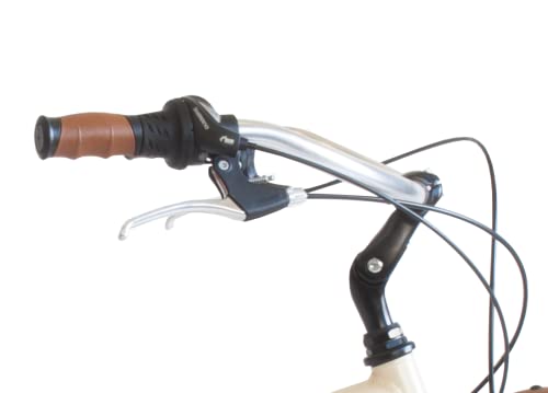 Miniatura 4 de Airbici Bicicleta Cruiser Mujer 26 Color Beige Bicicleta De Paseo Ruedas Anchas 26 Pulgadas Bici Beach Cruiser 26 , 6 Velocidades, Chasis De Aluminio, Guardabarros, Luces Led Y Portaequipajes