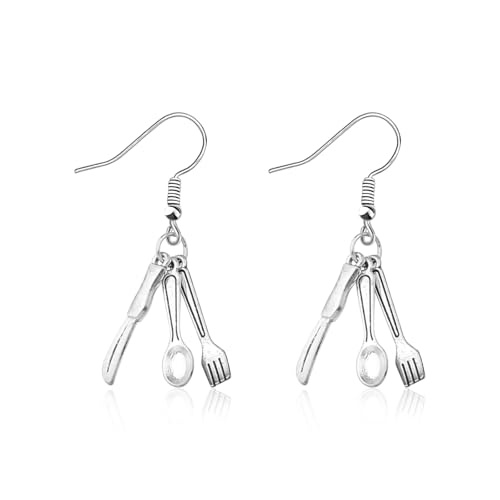 ENSIANTH Chef Gift Fork Earrings Baker-Funny Fork Spoon Knife Dangle Earrings Cook Baker-Cooking-Kitchen Chef Gifts
