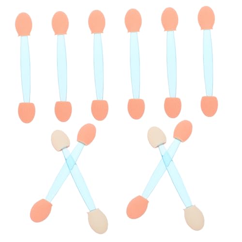 IWOWHERO 100個両面スポンジチップ アイメイクアップアプリケーター アイシャドウブラシ スポンジアイシャドウスティック 楕形先端 メイクブラシ 軽量使い捨てプ