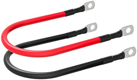 6 AWG Battery Cables 6 Gauge Battery Power Inverter Cable with 5/16 Inch Tinned Copper Lugs Both Ends for Solar Marine Boat RV Car Motorcycle 2 pcs (1FT)
