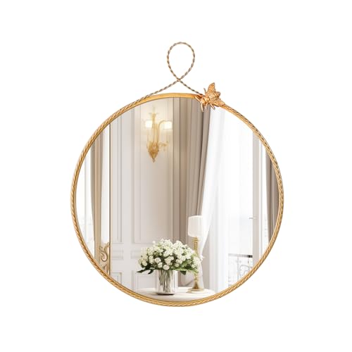 BaiYunTech 20 Inch Vintage Gold Round Wall Mirror, Antique Ornate