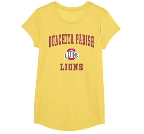 Ouachita Parish High School Lions T-Shirt C1 T-Shirt, Girls, Lemon Yellow, X-Small