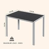 Clevich Stół Ogrodowy 110x70 cm - Aluminium i WPC, Odporny na Upały i Warunki Atmosferyczne - Do Patio, Tarasu, Balkonu i Ogrodu (Shaker)