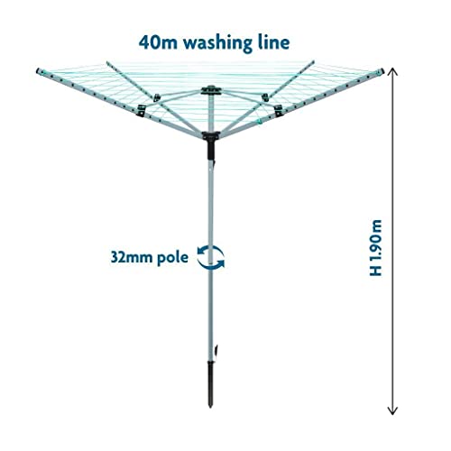 Heavy Duty Rotary Arm Airer Garden Cloth Steel Dryer Ground Spike Washing Line Easy To Use Space Saving (1585 – 40m airer with 4 arms) - Image 3