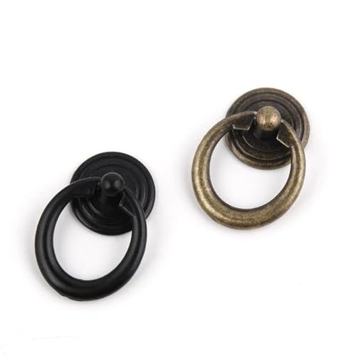 Manijas de cajón circulares de bronce con anillo negro estilo retro 5