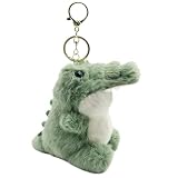 JEFSON Crocodile Plush Keychain - Cute Alligator Pendant for Backpacks and Car Keys | Fluffy Bag Charm | Gift for Men Women (Dark Green)