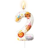 Tonmin Party Animal Number Candle, Jungle Themed Birthday Number Candle, Zoo Character Print Cake Topper, Decorative Cake Decoration for Birthday Celebrations, Themed Gatherings & Casual Events (2)