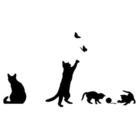 Koomiao Wall Murals Cat Catching Cat Butterfly Wall Sticker Wall Decor for Bedroom 57 * 21Cm Cover