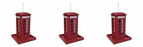 3 x Telephone Box Bird Feeder - Red