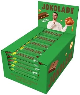JOKOLADE 40 x 40 g Riegel | Mit karamellisierten Haselnüssen & knusprigen Cerealien | In praktischer Vorratsbox | Vegan & Kakaofrei