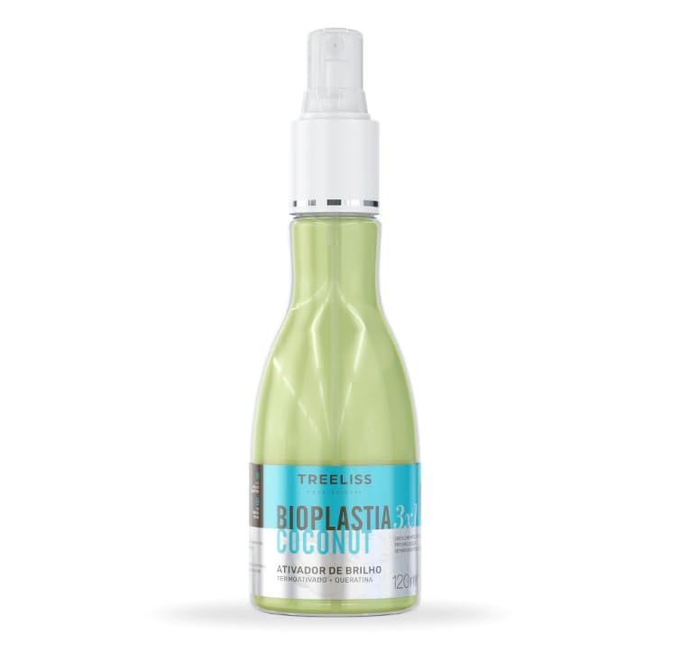 Tree Liss Bioplastia Coconut 3x1 Gloss Activator 120Ml Intense Shine Silky Soft Thermoprotector Keratin Coconut Oil