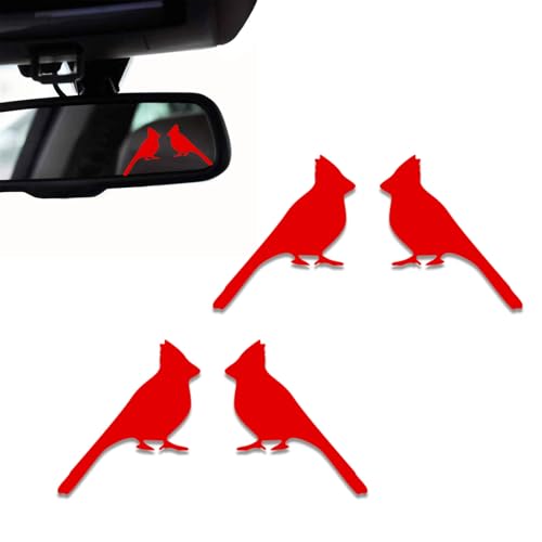 2PCS Red Cardinal Car Mirror Decal,Rearview Mirrors Sticker,Red Cardinal Car Accessories Vinyl Cute Cars Stickers and Decals Gifts for Women,Men,Kids,Teens,for Bathroom Decal,Computers