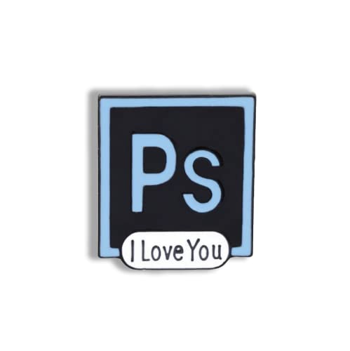 I Love Photoshop Enamel Pin Ps Graphic Picture Photo Illustration Art Design Draw Novelty Brooch Buttons Jewelry For Jackets Jeans Backpack Cloth Lapel Bag Hat Gift For Adobe Lovers Girl Women Boy Men Friends Content Creators #TOP29