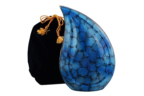 Urne für menschliche Asche, Erwachsene, moderne Urne in Tropfenform, für Beerdigung, Beerdigung oder Zuhause, Urnen für Asche, (blau) Cover