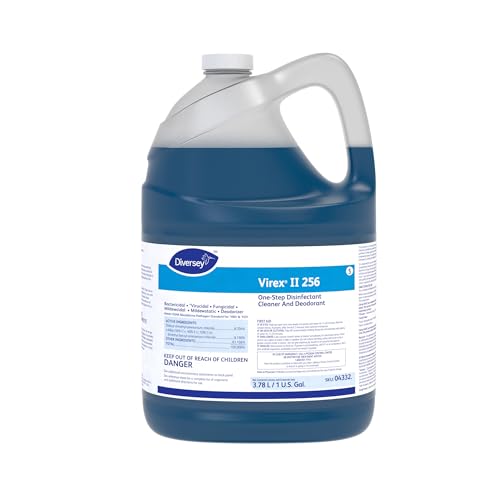 VIREX Diversey II 256 04332. Liquid Disinfectant Cleaner and Deodorant, Hospital Grade Floor Cleaner with Mint Scent, Concentrate, 1-Gallon (Pack of 4)