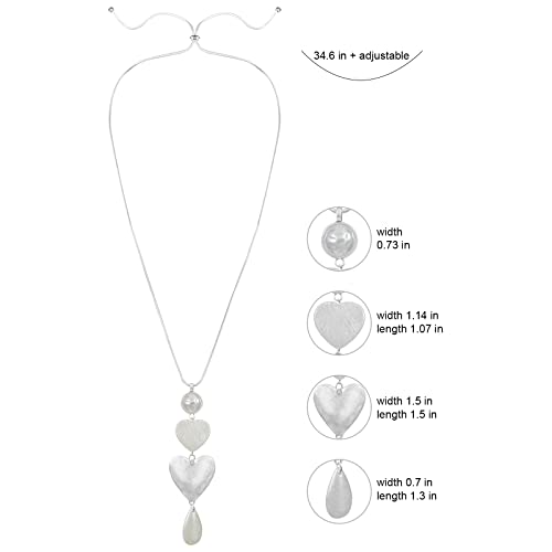 Solid Long Multi-Layer Sweater Necklaces Fashion Multi Color Matte Heart Shaped Pendant Handmade Personalized Pendant Layered Y Statement Bohemian Silvertone Chain Necklace With Gifts Box Jewelry #TOP5