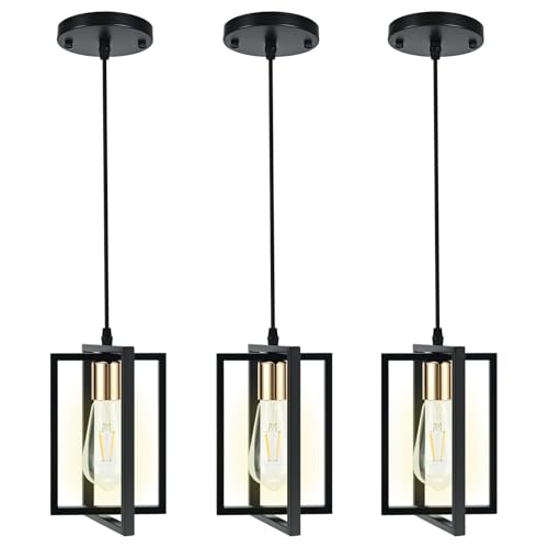 WKWKTOTO 3 Pack Black Pendant Lights Kitchen Island, Industrial Island Lights for Kitchen with Durable Metal Shades, Kitchen Island Lighting for Dining Room, Entryway, Restaurant by WKWKTOTO - Used condition - Image 8