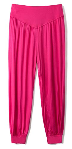 AvaCostume Womens Modal Cotton Soft Yoga Sports Dance Harem Pants, L, Rosered - Thumbnail 2