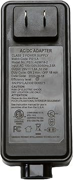 Geri view of the Richmat power supply adapter showing the product label with specifications