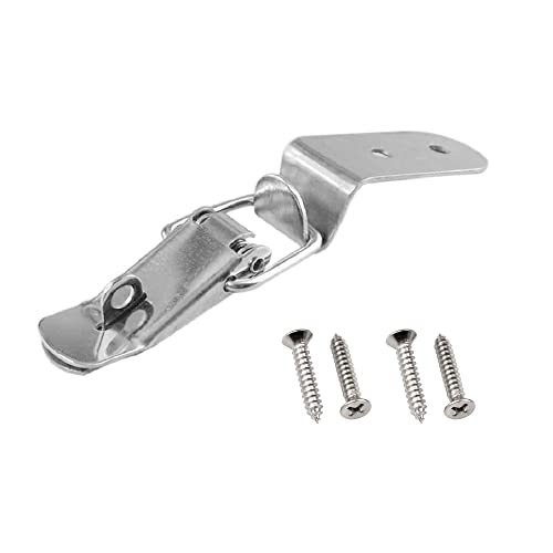 Image of 1pc /4pcs 90 Degrees Duck-Mouth Buckle Hook Lock Stainless Steel Spring Loaded Draw Toggle Latch Clamp Clip Silver Hasp Latch Catch Clasp (Color : 4pcs-Style A)