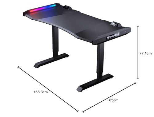 Cougar Gaming | Bureau Gaming | Mars - Fibre de Carbone - Design Ergonomique - Surface Spacieuse - Système de Gestion des Câbles - Éclairage LED Personnalisable – Image 3