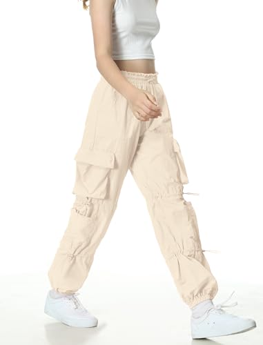 Image of EXARUS Girls Parachute Pants Cargo Hip Hop Wide Leg Baggy Y2K Teen