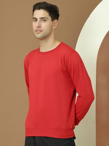 Image of Mack Jonney Fleece Regular Fit Solid Round Neck Sweatshirt for Men-MACK639877