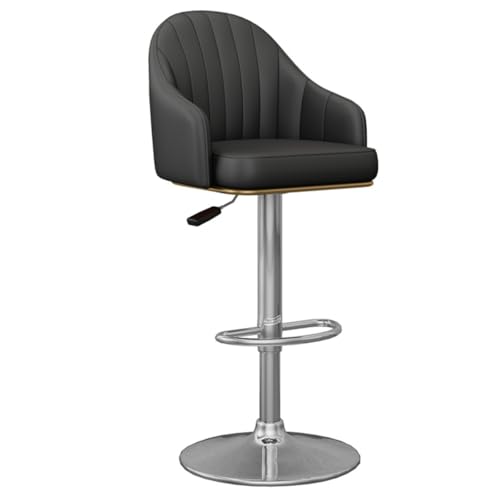 Taburetes de bar giratorios negros con respaldo acolchado, sillas de desayuno de altura de mostrador para comedor, cafetería, restaurante y oficina, elegante diseño Nero con patas plateadas