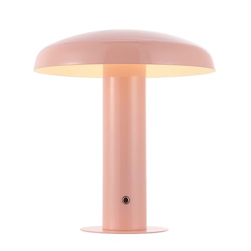 JONATHAN Y Suillius 11" Rechargeable Mushroom Table Lamp, Pink