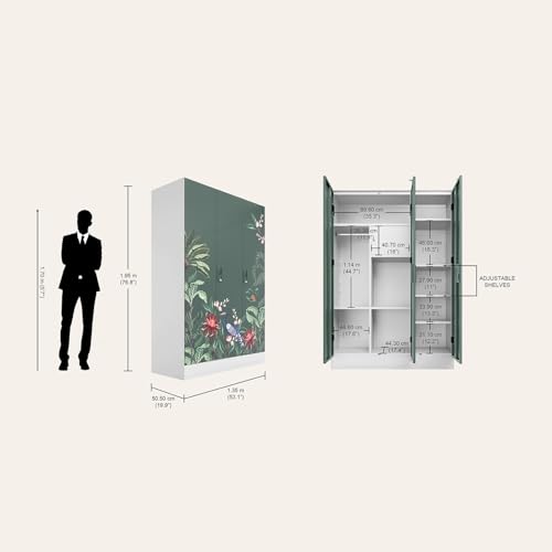 Image of Interio by Godrej Slimline 3-Door Digital Printed Steel Almirah (Enchanted Forest Tree Mist), 1-Year Warranty, 1 Locker