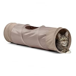 Best Friends by Sheri Ilan Oxford Cat Tunnel for Indoor Cats in Wheat with Ball Toy, 36