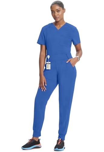 Infinity Cherokee Women's Scrub Jogger Pants Mid Rise with Moisture Wicking 360° Stretch Fabric Plus Size CK110A, 3XL, Royal